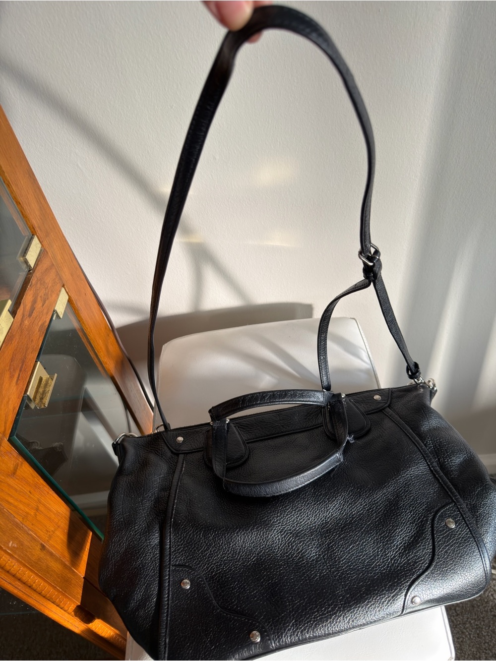 Coach Black Pebbled Leather Tote with Removable Strap - Picture 2 of 8